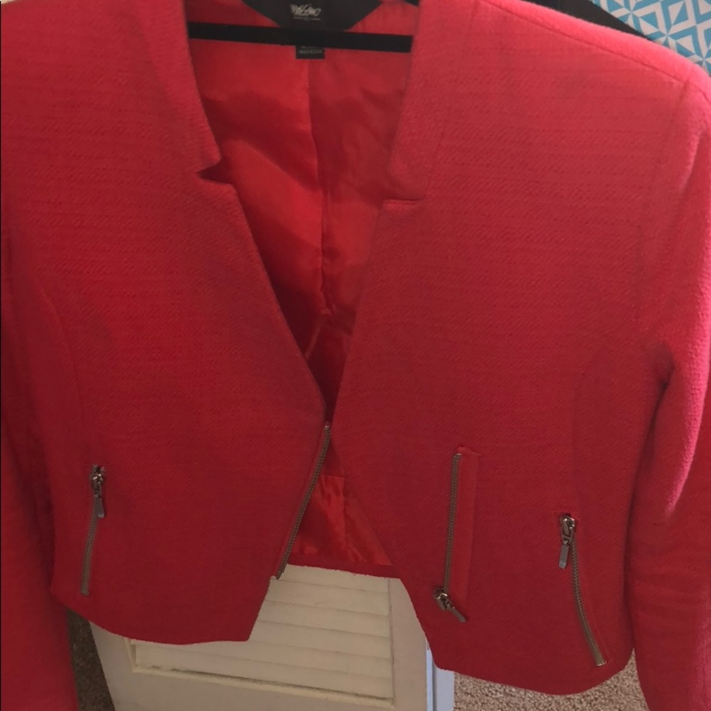 Coral Red Zippered Blazer
